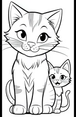 Obraz premium Cat. Coloring book antistress for children and adults. Illustration isolated on white background. Zen-tangle style. Hand draw. Sketch in zen-tangle style. Vector picture