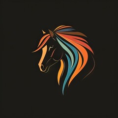 wild horse head design logo with a minimalistic and vector-style aesthetic
