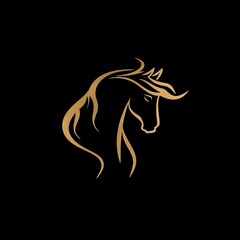 wild horse head design logo with a minimalistic and vector-style aesthetic
