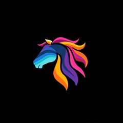 wild horse head design logo with a minimalistic and vector-style aesthetic
