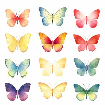 Charming watercolor butterflies with playful and cheerful designs.