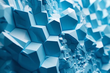 abstract blue extruded voronoi blocks background