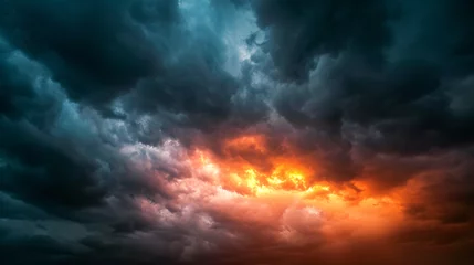Tuinposter A dramatic sunset with storm clouds. © Legano