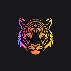 Obraz premium wild tiger head design logo with a minimalistic and vector-style aesthetic 