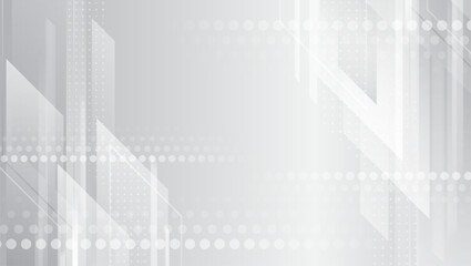 Abstract white and gray horizontal design. Science, and technology background. Light pale vector background for a banner. Abstract geometric pattern of stripes and circles, for presentation.