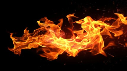Fototapeta premium Fire flame on black background