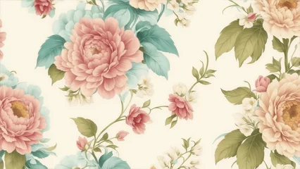 Fotobehang vintage wallpaper with flowers background © Reazy Studio