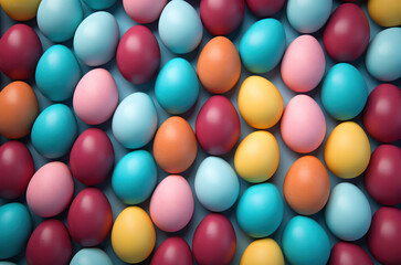 Fototapeta na wymiar Decorative shiny Easter eggs minimal style card 