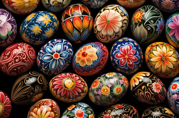 Decorative shiny Easter eggs minimal style card