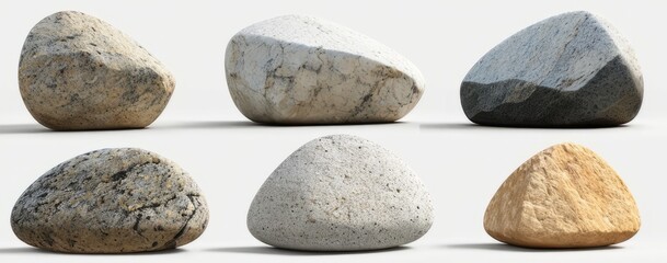 Fototapeta na wymiar Collection of big rock stones isolated on transparent background. Realistic 3D render