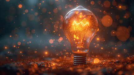 Innovative Spark: Lightbulb with Upward Bubbles, Symbolizing Business Growth, Digital Illustration with Dynamic Energy