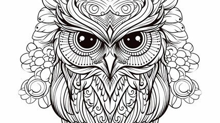 black and white engrave isolated owl