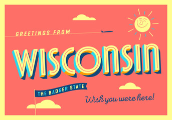 Greetings from Wisconsin, USA - The Badger State - Touristic Postcard - 723247700