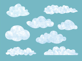 clouds isolated on white background. Hand drawn watercolor illustration