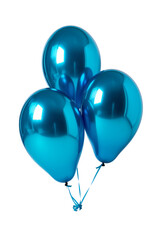 3 shiny blue balloons