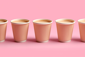 mock up paper cups of coffee , minimalism, Kraft beige paper cup mockup