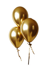 Three shiny metallic gold balloon