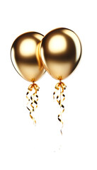  Two shiny metallic gold balloons