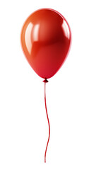 red balloon with long string isolated on white