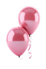 2 pink balloons isolated on white background