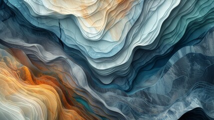 Modern Abstract Painting of Rocks and Mountains in the Style of Retro Filters and Patchwork Patterns - Landscape varying Grains Color Fielded Wallpaper created with Generative AI Technology - obrazy, fototapety, plakaty
