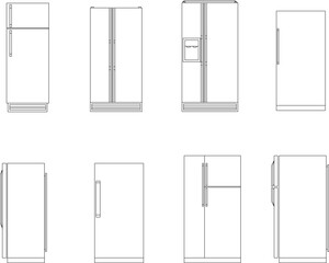 Vector sketch illustration of kitchen equipment refrigerator design