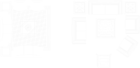 Obraz premium Vector sketch illustration of living room interior arrangement design with sofa and chairs