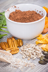 Healthy food containing natural magnesium, fiber and other vitamins or minerals