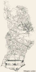 Street roads map of the BOROUGH OF HILLINGDON, LONDON