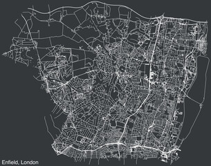 Street roads map of the BOROUGH OF ENFIELD, LONDON