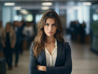 A woman feeling distressed and marginalized due to workplace harassment and gender inequality.