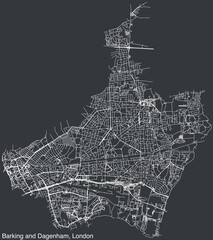 Street roads map of the BOROUGH OF BARKING AND DAGENHAM, LONDON