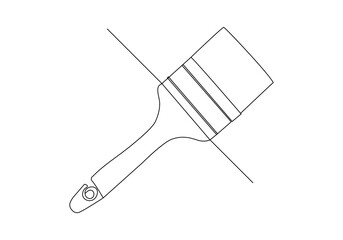 Paint brush in Continuous one line drawing. Artsy brushes and painting palette one line drawing vector illustration isolated on white background
