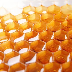 Advertising photo of honey with wax on glass.