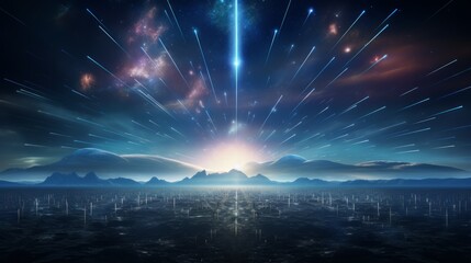 Retro color, Retro Sci-Fi Background Futuristic Grid landscape of the 80s. Digital Cyber Surface on sky. Crtoon style.