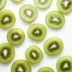 kiwi fruit slices on white background