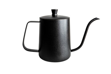 Coffee kettle, steel. Texture, shagreen, narrow nose, oriental. Black and white. Hi-tech Isolate on...
