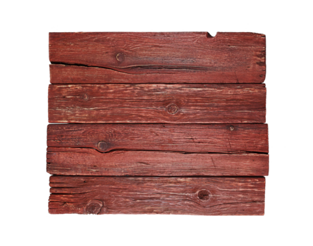 Rustic, cracked wood planks board. Transparent PNG