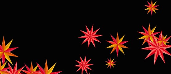 red and yellow floral or stars abstract on black background illustration 