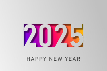 Happy new year - best wishes 2025 with colorful truncated number. Perfect vector for poster, banner, greeting and new year 2025 celebration.