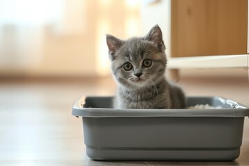 British Shorthair kitten at home