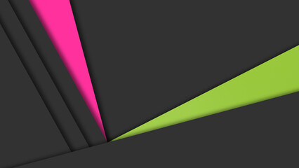 Colors Insertion Design. Green, pink and dark grey shapes on simple background.
