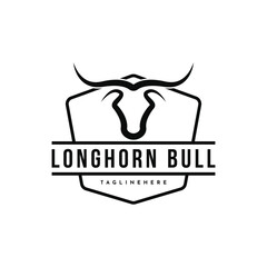 Longhorn bull logo design vintage retro style