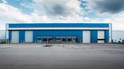 exterior of a commercial warehouse with roller doors