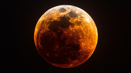 A lunar eclipse in progress.