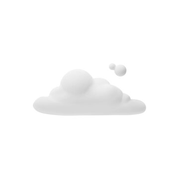 White soft cloud shape, realistic vector illustration isolated on white.