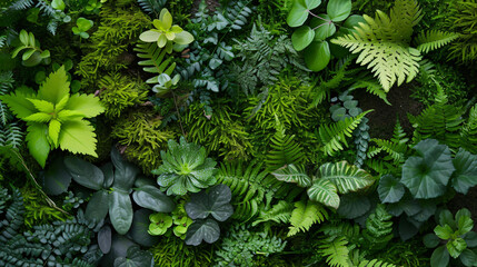A meticulously arranged flat lay of various mosses and ferns showcasing the understated beauty of forest floor.