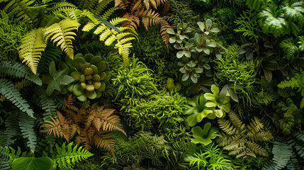 A meticulously arranged flat lay of various mosses and ferns showcasing the understated beauty of forest floor.