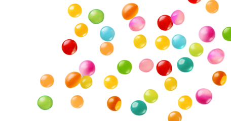 Colorful raibow candy falling isolated on a white transparent background, png. falling jellybeans	