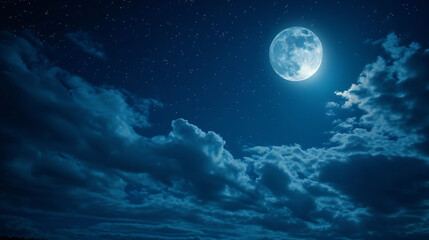 Naklejka na ściany i meble A moonlit night with light cloud cover.